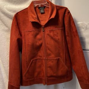 Eivessa Rust Color Faux Suede Jacket Size XL Fuzzy Poly Lining